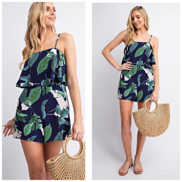LAST 1! 🏝🥰 Beautiful Palm Leaf Ruffle Romper! - Picture 5 of 8